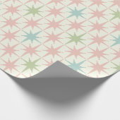 Midden eeuw Modern Atomic Stars Pastel Pattern Cadeaupapier (Hoek)