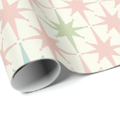 Midden eeuw Modern Atomic Stars Pastel Pattern Cadeaupapier (Rol Hoek)