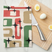 Midden eeuw modern atomisch Kerstmis Theedoek (Quarter Fold)