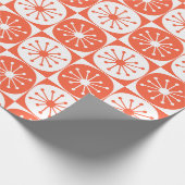 Midden Eeuw Modern Atomisch Retro Oranje Geruit Cadeaupapier (Hoek)