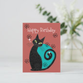 Midden Eeuw Modern Atomische Kat Retro Gelukkig Ve Briefkaart (Staand voorkant)