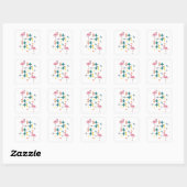 Midden Eeuw Modern Atomische Steruitbarsting Roze Vierkante Sticker (Vel)