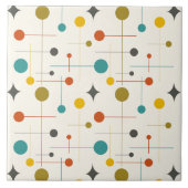 Midden eeuw modern atoom geometrisch patroon tegeltje (Voorkant)