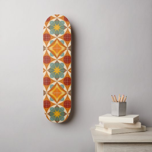 Midden eeuw modern atoom stervenspatroon persoonlijk skateboard (Muurkunst)