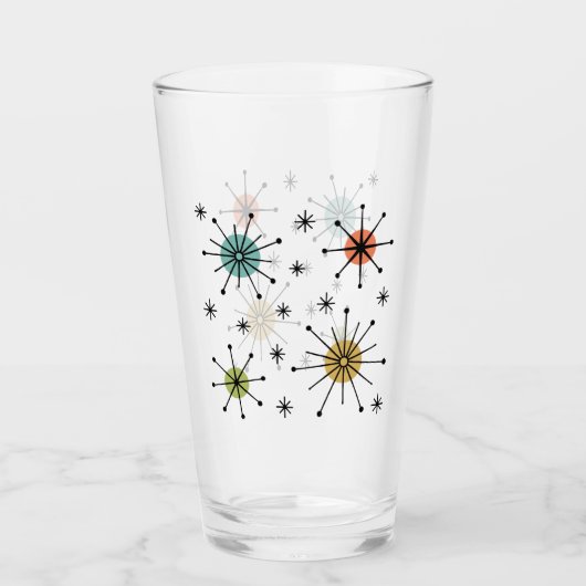 Midden eeuw modern atoom stervontspatroon glas (Voorkant)