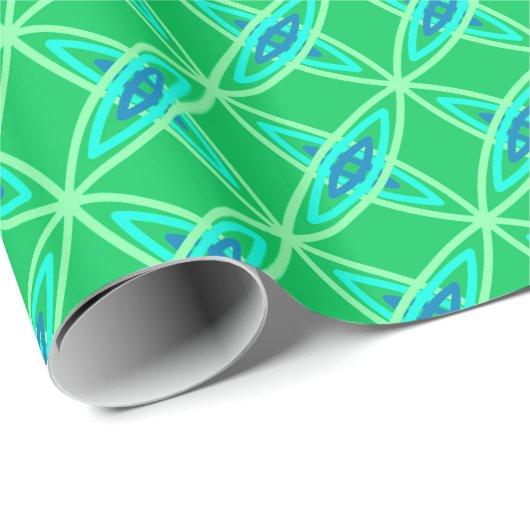 Midden eeuw modern atoomprint - jade groen cadeaupapier (Rol Hoek)