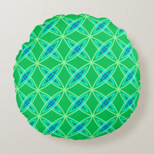 Midden eeuw modern atoomprint - jade groen rond kussen