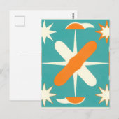 Midden eeuw modern atoomstervorm briefkaart (Voorkant / Achterkant)