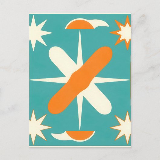 Midden eeuw modern atoomstervorm briefkaart (Voorkant)