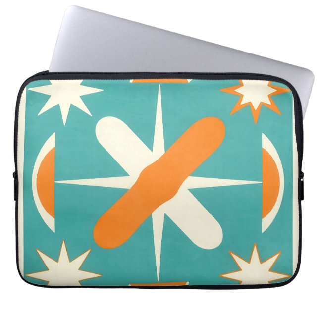 Midden eeuw modern atoomstervorm laptop sleeve (Voorkant)