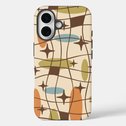 Midden eeuw modern atoomtijdperk kosmisch patroon Case-Mate iPhone case (Achterkant)