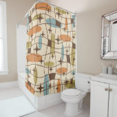 Midden eeuw modern atoomtijdperk kosmisch patroon douchegordijn (In situ)