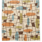 Midden eeuw modern atoomtijdperk kosmisch patroon douchegordijn (Voorkant)