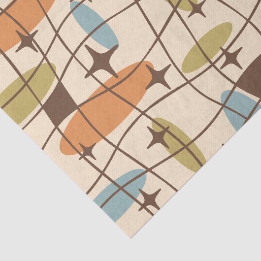 Midden eeuw modern atoomtijdperk kosmisch patroon tissuepapier (Detail)