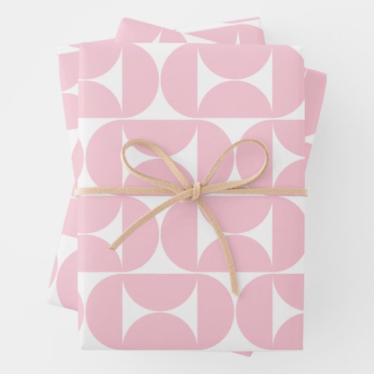 Midden eeuw modern Baby roze en wit patroon Inpakpapier Vel (In situ)