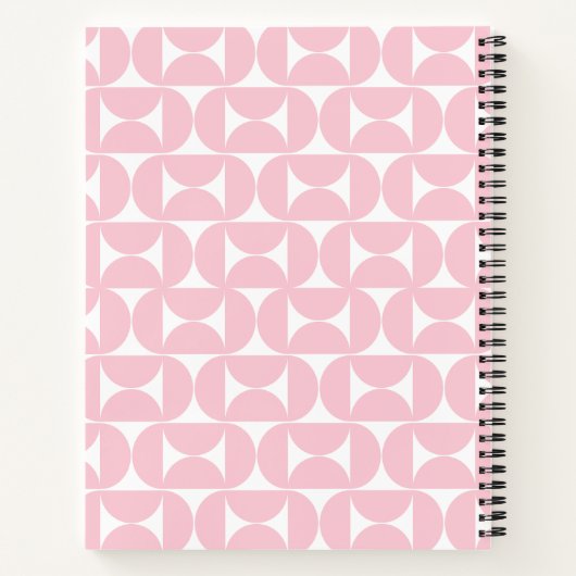 Midden eeuw modern Baby roze en wit patroon Notitieboek (Achterkant)