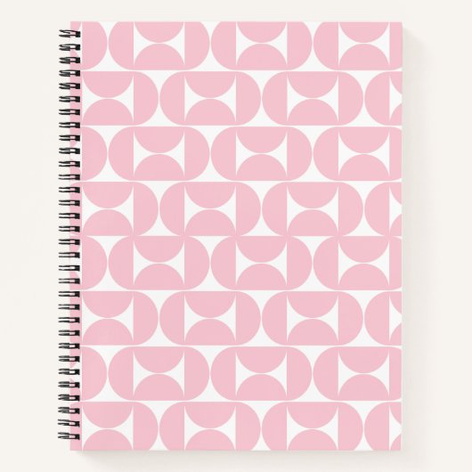 Midden eeuw modern Baby roze en wit patroon Notitieboek (Voorkant)