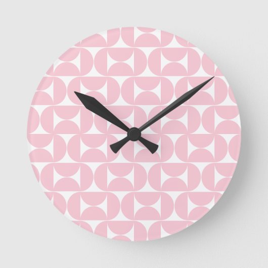 Midden eeuw modern Baby roze en wit patroon Ronde Klok (Voorkant)