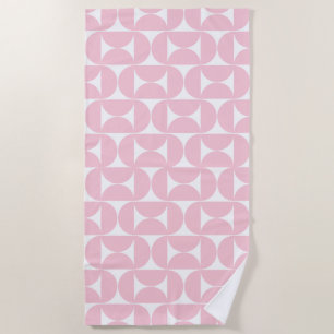 Midden eeuw modern Baby roze en wit patroon Strandlaken