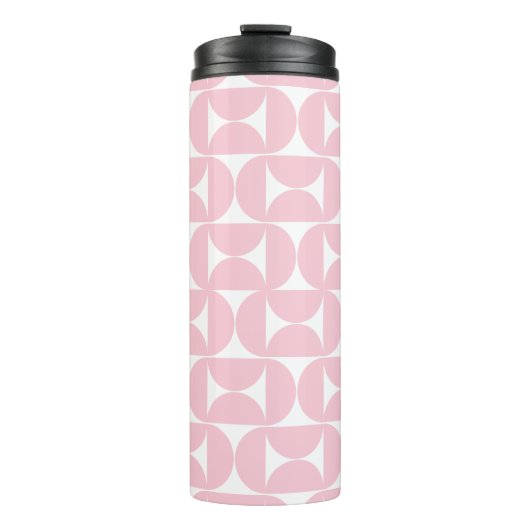 Midden eeuw modern Baby roze en wit patroon Thermosbeker (Voorkant)