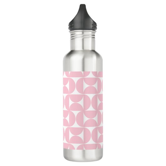 Midden eeuw modern Baby roze en wit patroon Waterfles (Links)