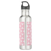Midden eeuw modern Baby roze en wit patroon Waterfles (Achterkant)