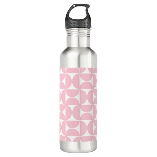 Midden eeuw modern Baby roze en wit patroon Waterfles (Voorkant)