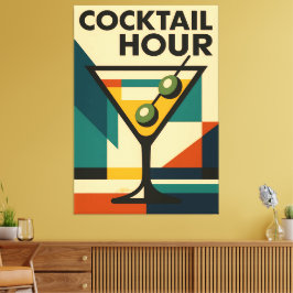 Midden eeuw modern Bauhaus cocktailuur Martini Canvas Afdruk