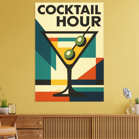Midden eeuw modern Bauhaus cocktailuur Martini Canvas Afdruk (Insitu (Woonkamer))