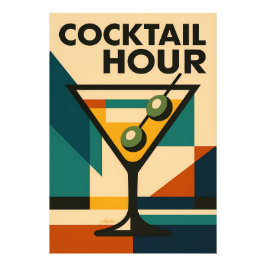 Midden Eeuw Modern Bauhaus Cocktailuur Martini Foto Afdruk