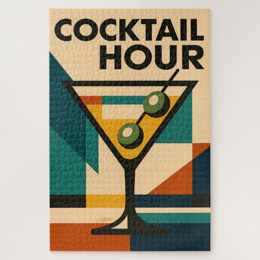 Midden eeuw modern Bauhaus cocktailuur Martini Legpuzzel (Verticaal)