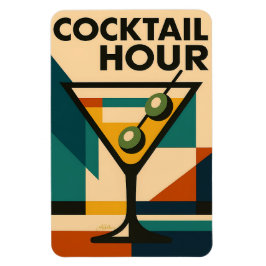 Midden eeuw modern Bauhaus cocktailuur Martini Magneet