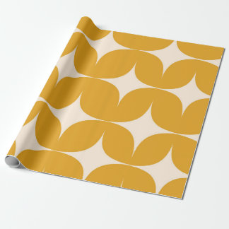 Midden eeuw modern beige stervormen op oranje cadeaupapier