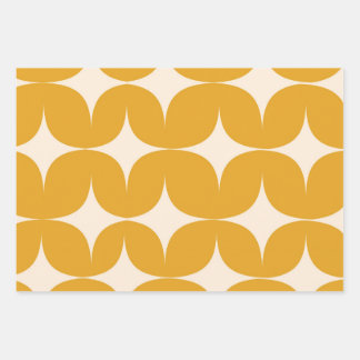Midden eeuw modern beige stervormen op oranje inpakpapier vel