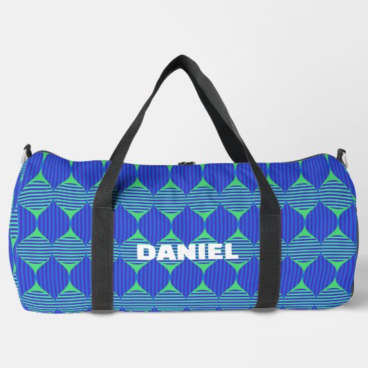 Midden eeuw modern blauw en groen abstract plunjezak (Voorkant)
