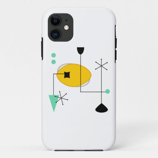 midden eeuw modern blauw geel eenvoudig retro Case-Mate iPhone case (Achterkant)