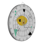midden eeuw modern blauw geel eenvoudig retro dartbord (Voorkant Links)