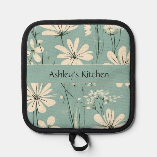 Midden Eeuw Modern Bloem Bloem Daisy Aangepaste Na Pannenlap (Voorkant)