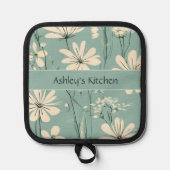 Midden Eeuw Modern Bloem Madeliefje Aangepaste Naa Pannenlap (Voorkant)