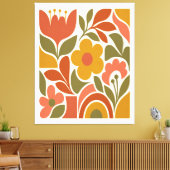 Midden eeuw modern bloemstuk muurkunst Retro  Canvas Afdruk (Insitu (Woonkamer))
