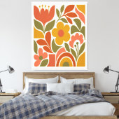 Midden eeuw modern bloemstuk muurkunst Retro  Canvas Afdruk (Insitu (Slaapkamer))