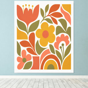 Midden eeuw modern bloemstuk muurkunst Retro  Canvas Afdruk