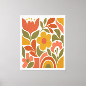 Midden eeuw modern bloemstuk muurkunst Retro  Canvas Afdruk (Voorkant)