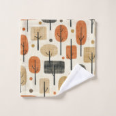 Midden eeuw modern boompatroon bad handdoek (Wasdoekje)