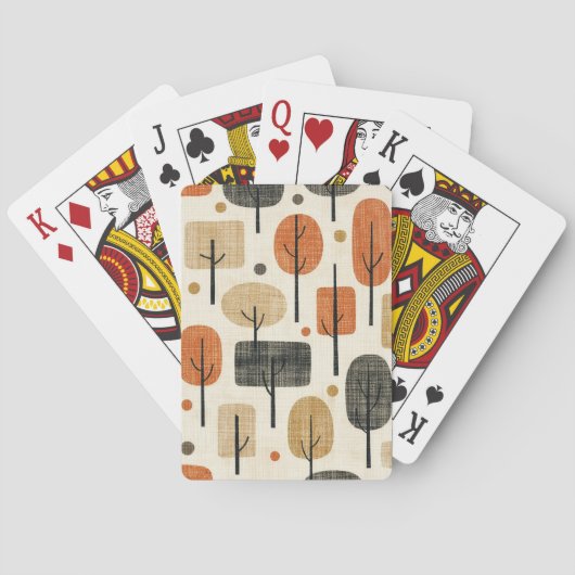 Midden eeuw modern boompatroon pokerkaarten (Achterkant)