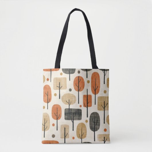 Midden eeuw modern boompatroon tote bag (Voorkant)
