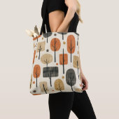 Midden eeuw modern boompatroon tote bag (Dichtbij)