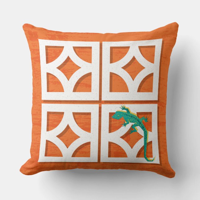 Midden-eeuw Modern Breeze Block hagedisskussen Kussen (Voorkant)