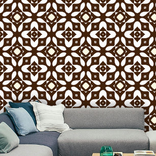 Midden-eeuw Modern Bruin Romig Beige Geometrisch Behang