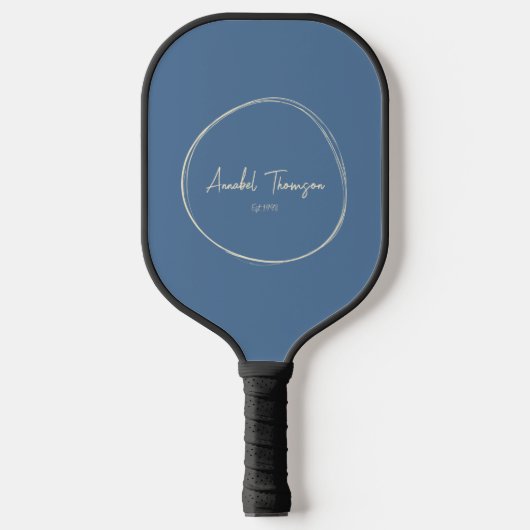 Midden-eeuw Modern Capri Blauw | Scriptnaam Pickleball Paddle (Voorkant)